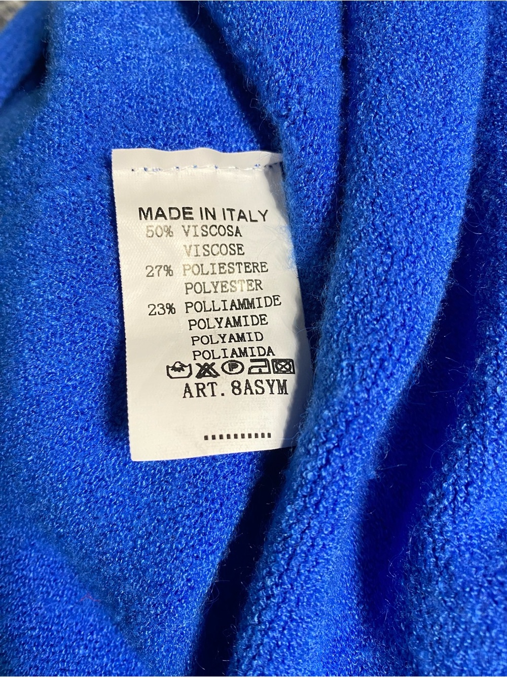 Jaki London Cobalt Blue Asymmetric Draped Knit Sweater One Size - Picture 7 of 9